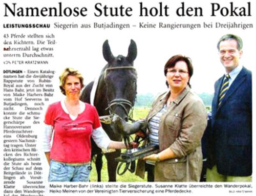 NWZ-Bericht Stute holt Pokal